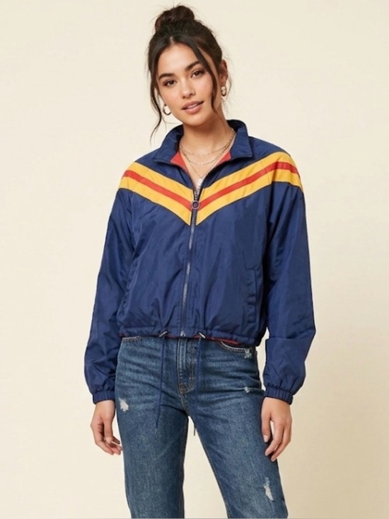 Charlotte Russe Jackets & Blazers - Charlotte Russe Track Jacket Retro Mesh Y2K Navy Medium Windbreaker Streetwear